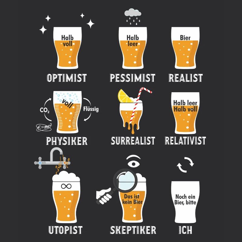 Bier Geschenk Halb Voll Zitat Sarkasmus Nerd Humor