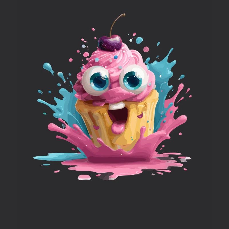 Cupcake coloré avec un visage