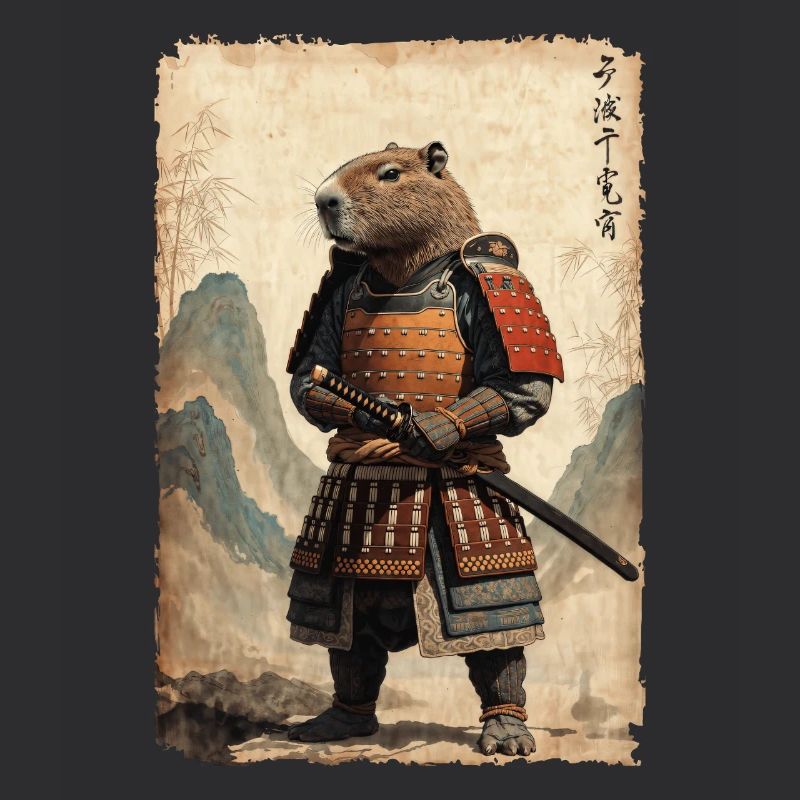 Samurai, Capybara, Japanese Art, Anime