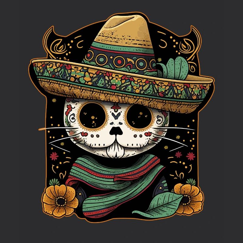Mexican Cat Cinco De Mayo Sugar Skull Sombrero