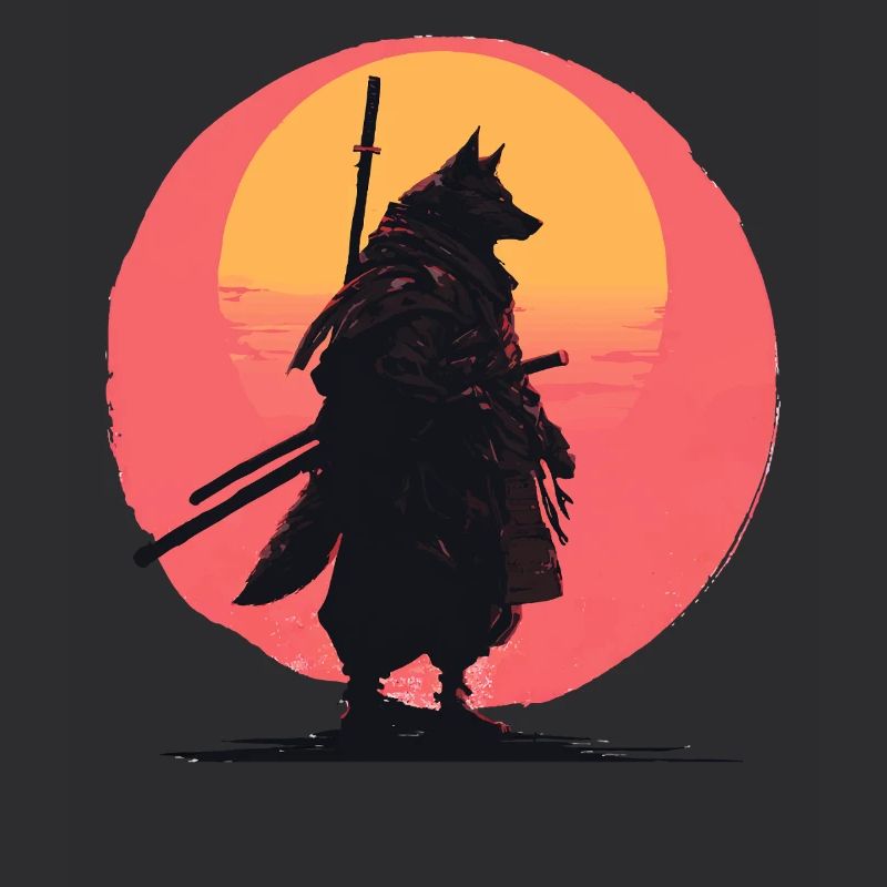 Wolf Sunset Samurai Rider