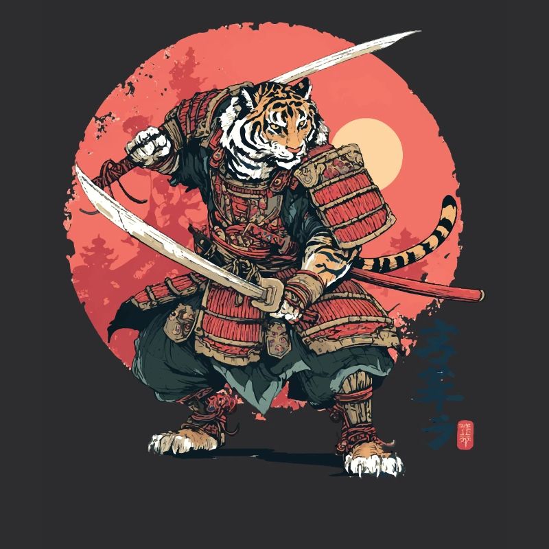 Tiger Samurai in Crimson Armor