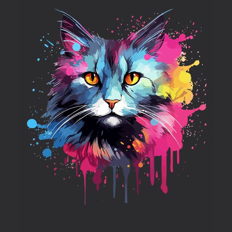 Visage de chat américain à queue courte avec des éclaboussures colorées