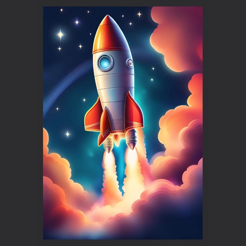 Cute rocketship in space