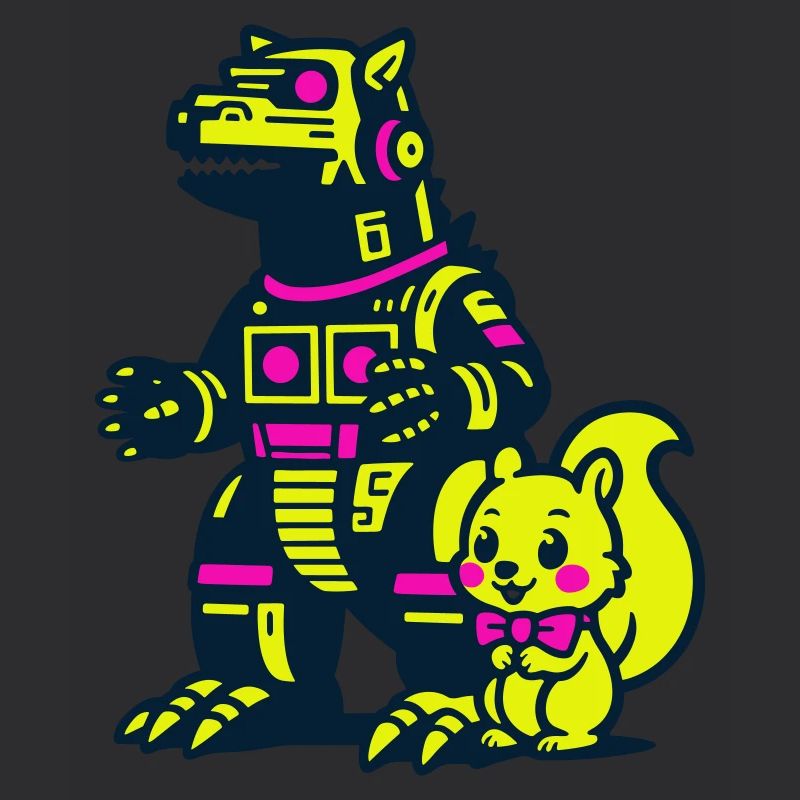 Mecha Drache mit Eichhörnchen