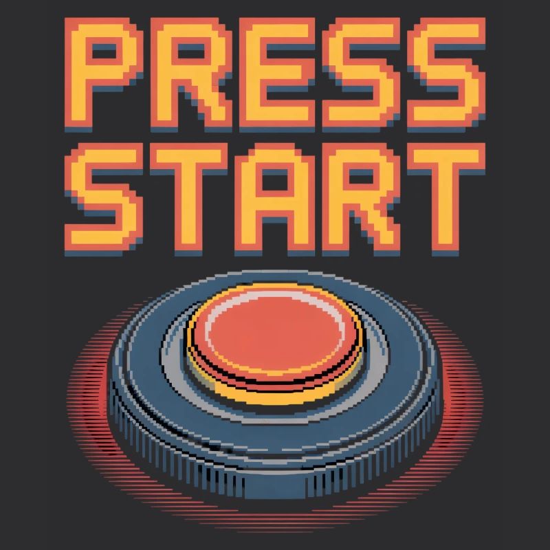 Press Start Retro Gaming Pixel Arcade Button