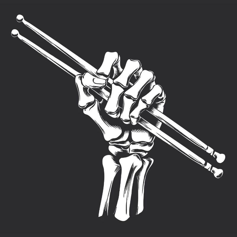Knochenhand mit Drumsticks Drummerdesign