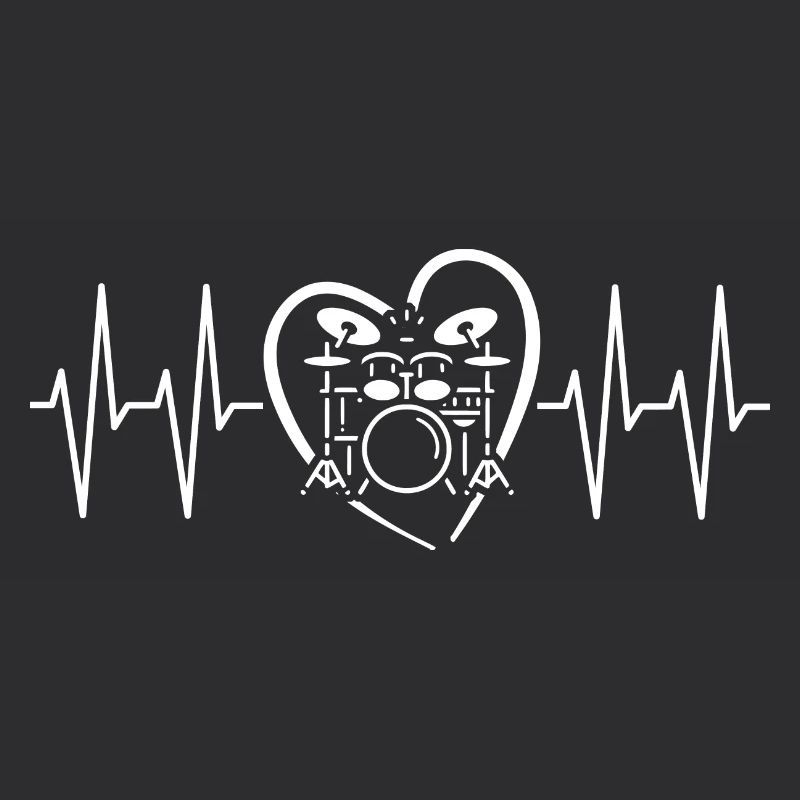 Drum Kit with Heart Line Rhythm Drummer Design