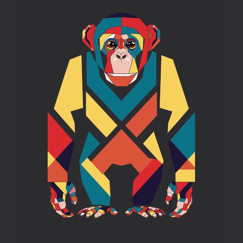 Colorful Monkey Geometric Pattern