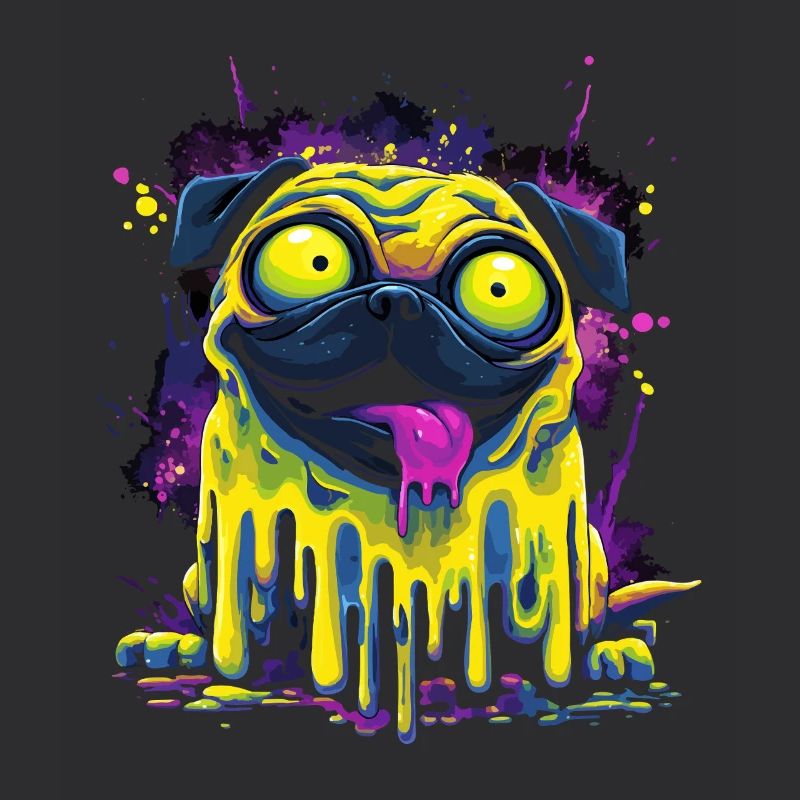 Trippy Psychedelischer Mops Bunter Graffiti Style