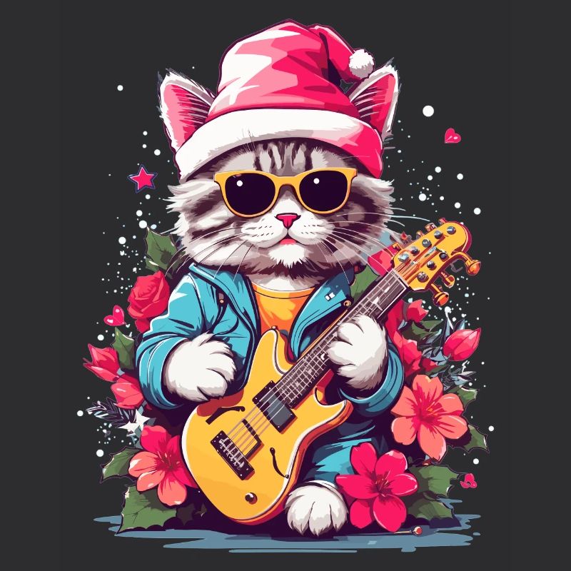 Chat mignon avec guitare