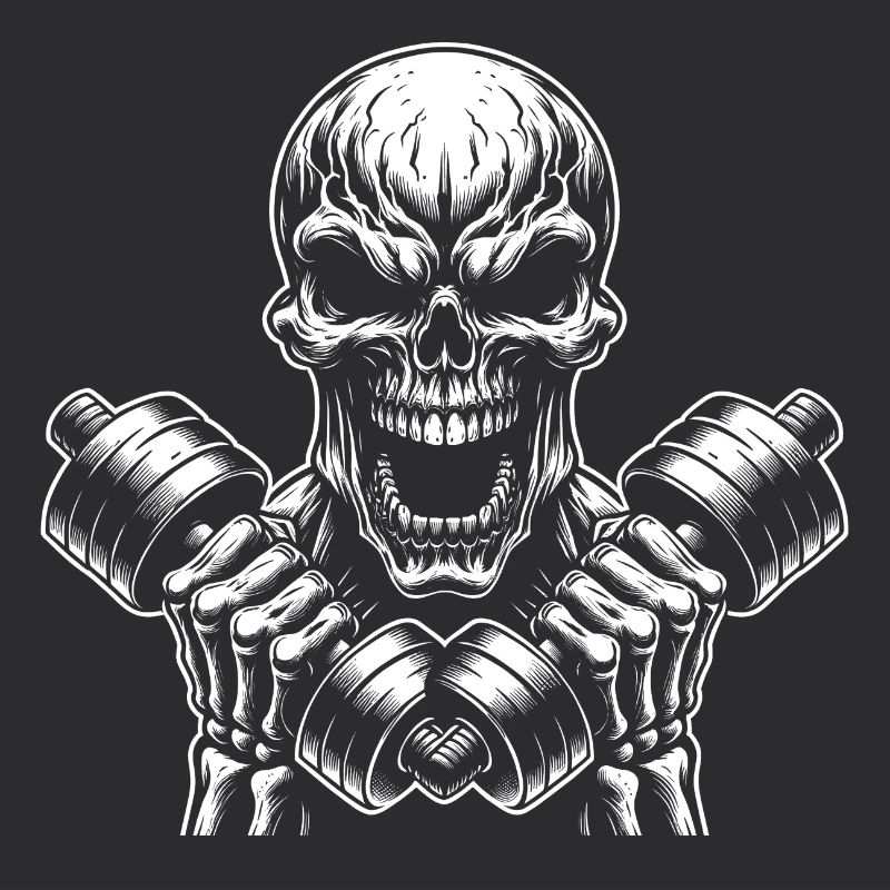 Crâne de musculation No Limit Workout avec haltère