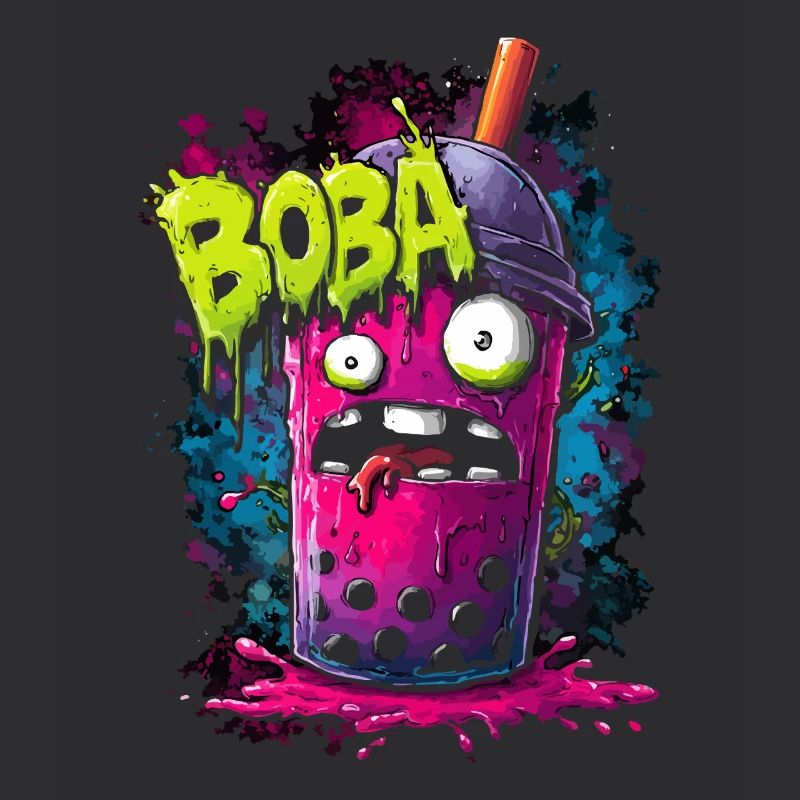 Boba Tea Monster im bunten Graffiti Street Style