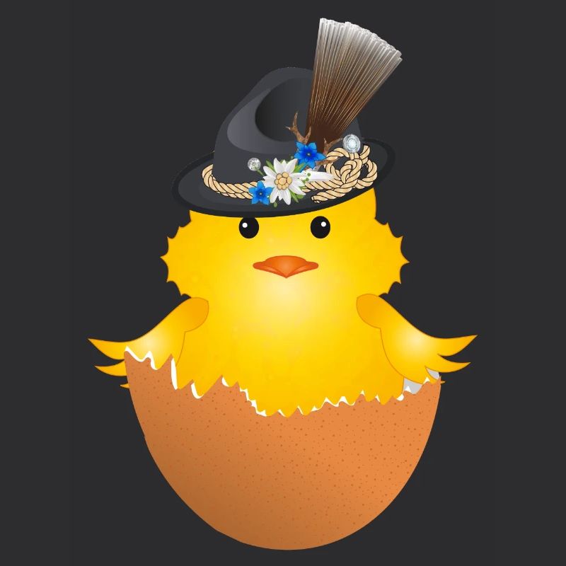 Bavarian chick with traditional hat in eggshell