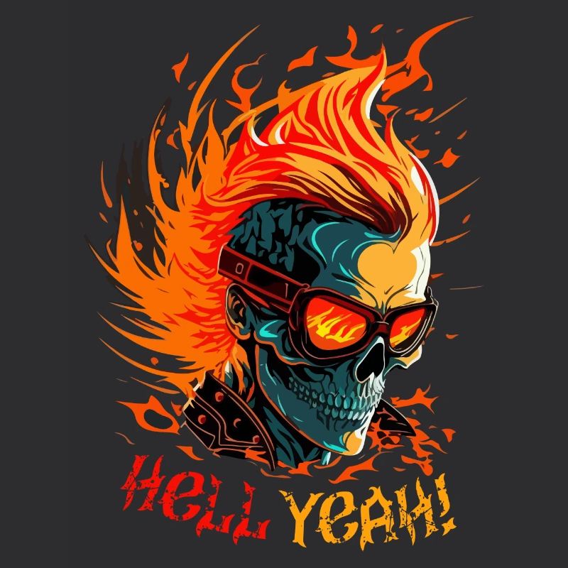 Flaming Skull with Hell Yeah