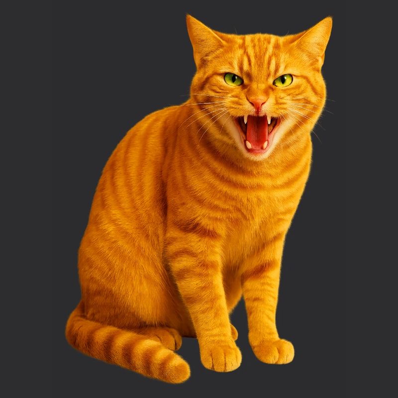 Fauchende orange getigerte Katze