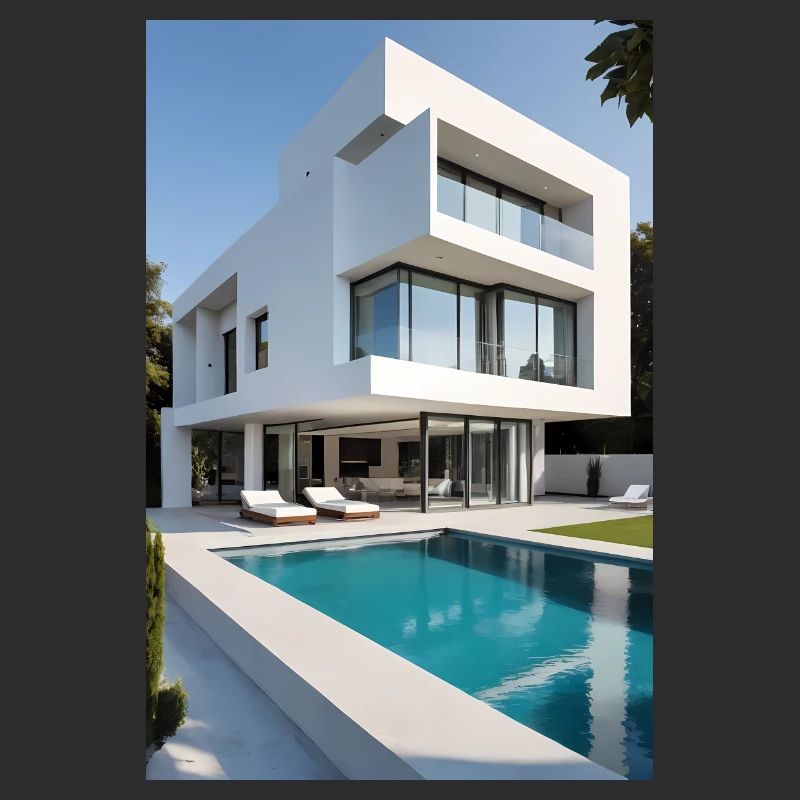 White villa with pool