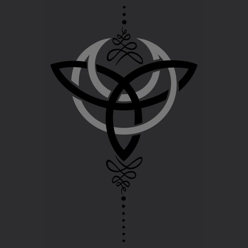 Celtic moon, crescent moon with Trinity symbol.