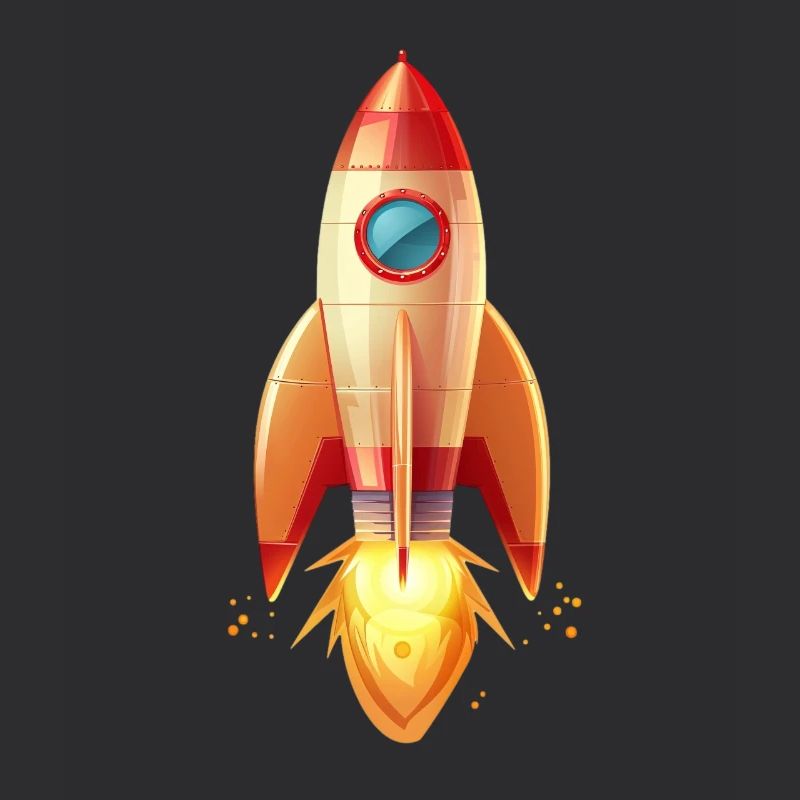 Retro-Rakete startet in zweidimensionaler Illustra