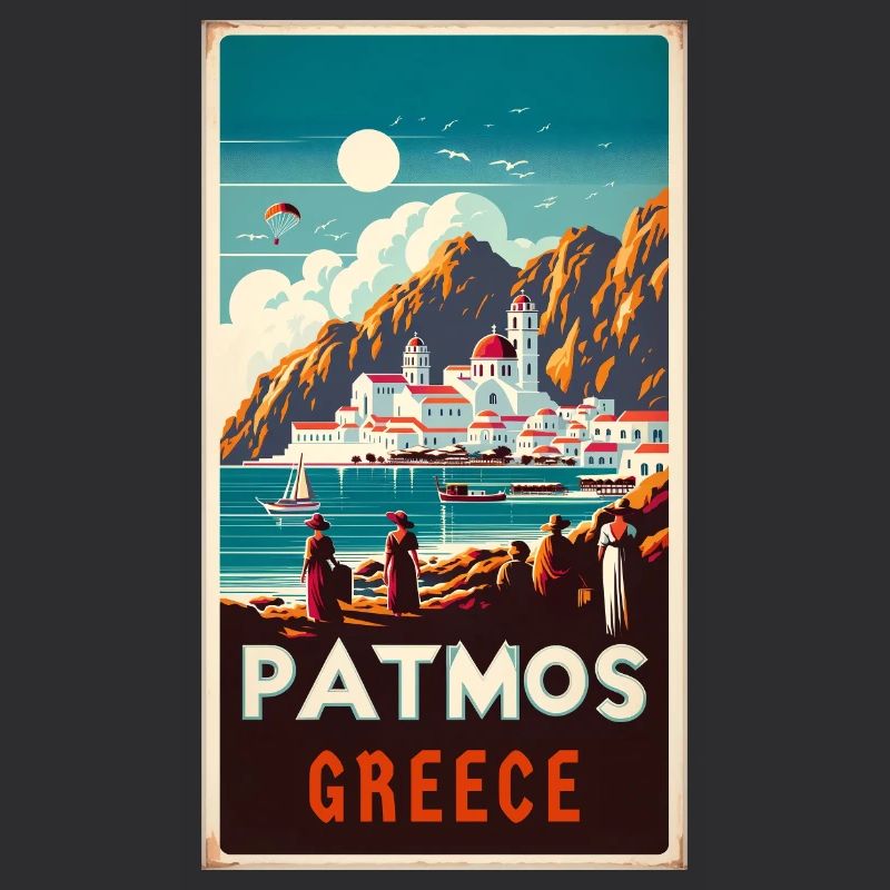 Design de vacances vintage à Patmos en Grèce