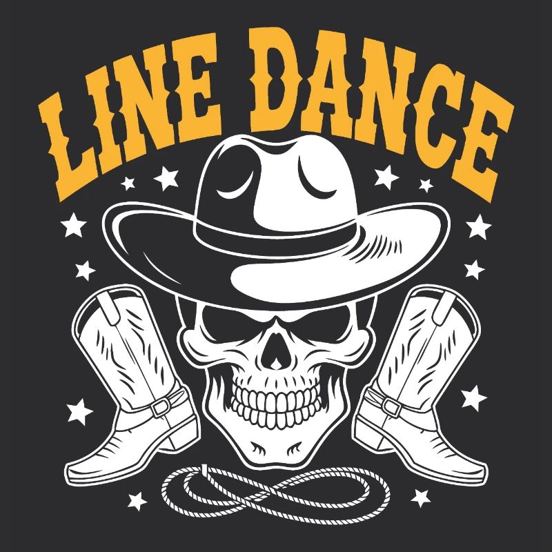Line Dance Skull with Stetson and Boots and Lasso