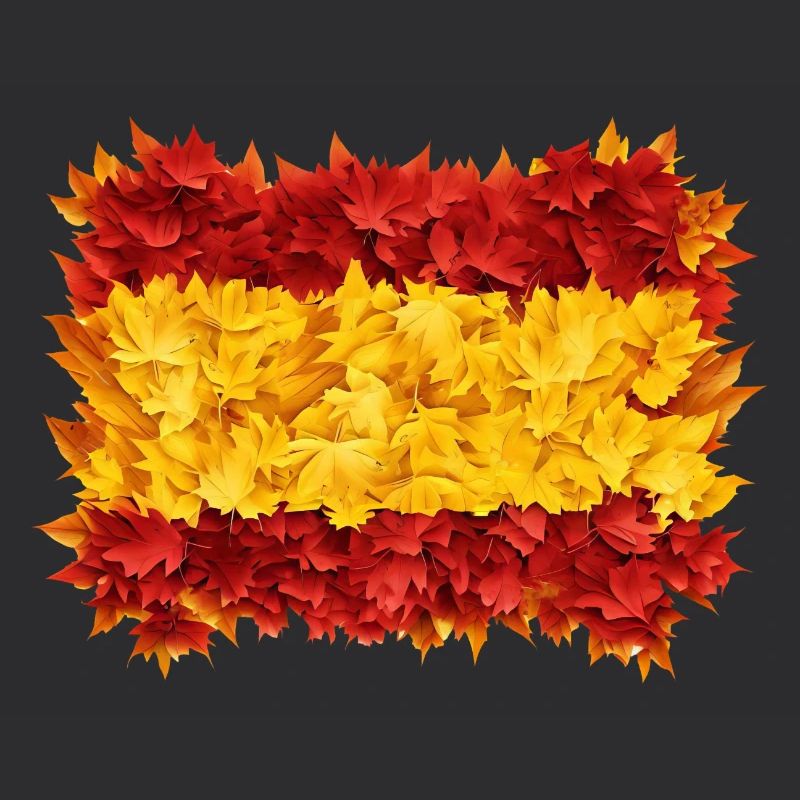 Automne en Espagne: drapeau et feuillage d’automne