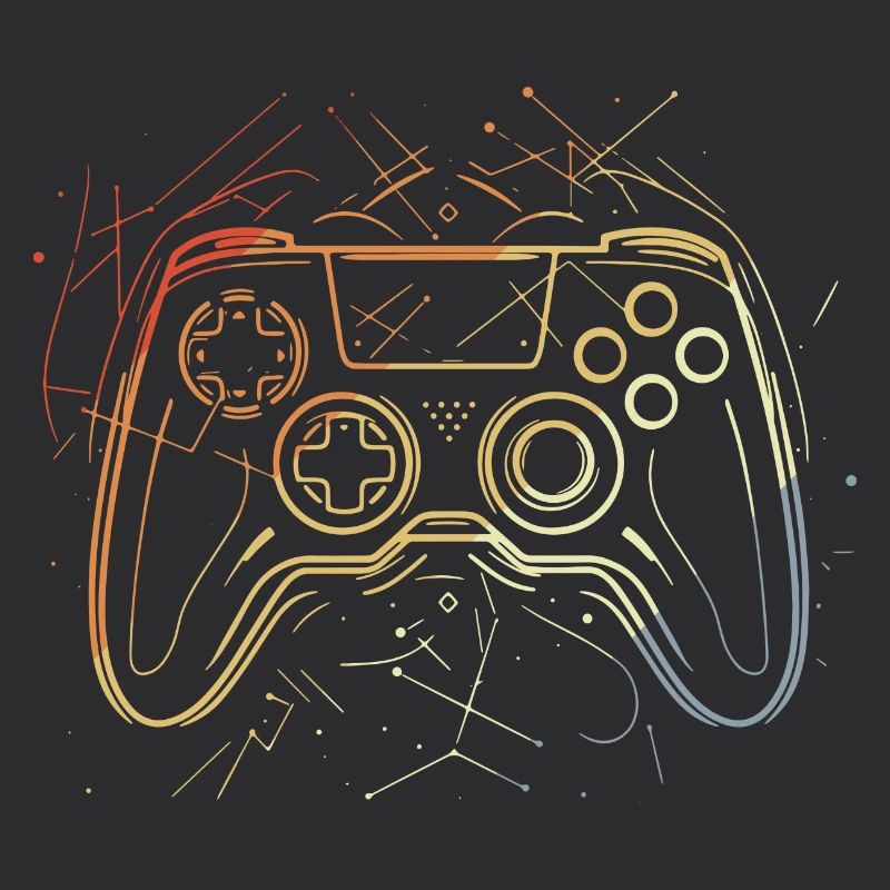 Gaming Controller Sketch Retro