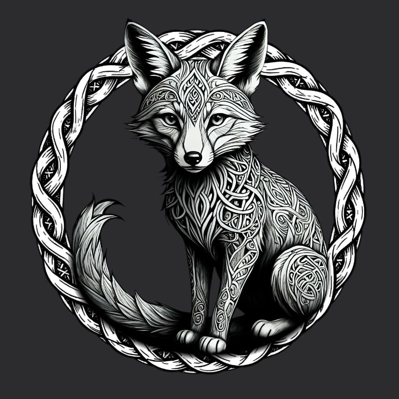 Fuchs mit keltischem Knoten 01