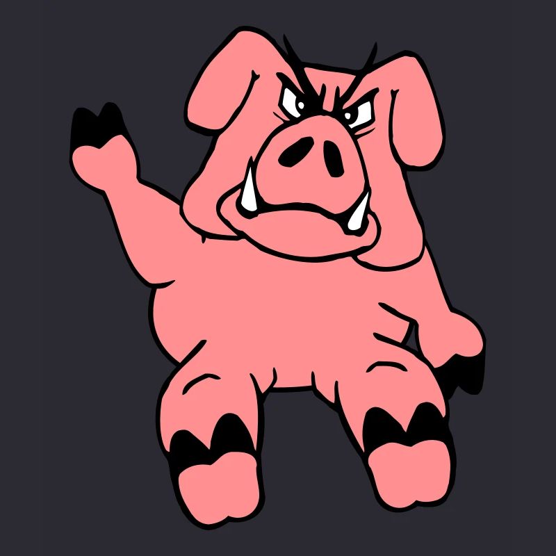 Evil Boar Waves Drôle de dessin animé Cochon de bande dessinée