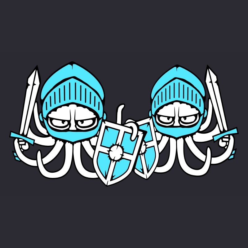 2 Octopus Knight Team Medieval Shield Sword