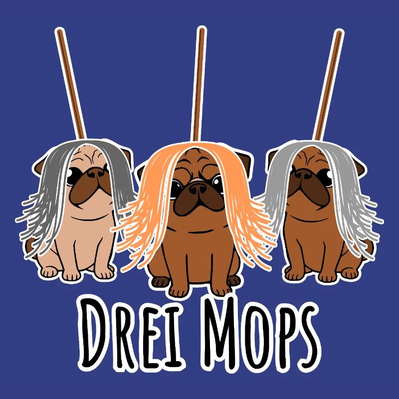 Zwei Mops - Hunde oder Putzgeräte? Hunde Humor?