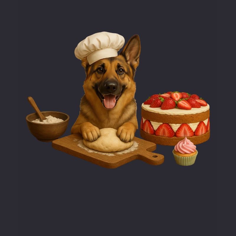 German Shepherd Baking Cake Cookies