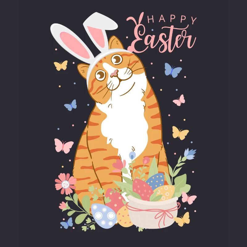Pastel Easter Bunny with Floral Eggs