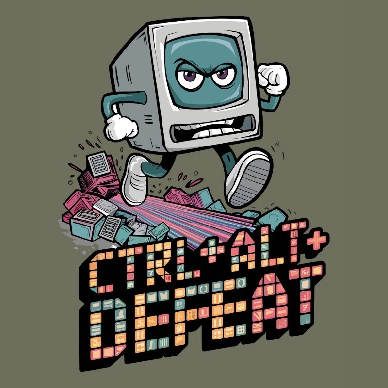 Ctrl Alt Defeat Retro Angry Computer Art