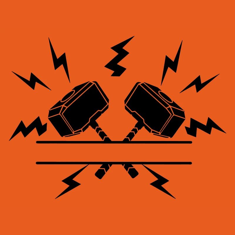 Deux marteaux de Thor avec découpe de texte
