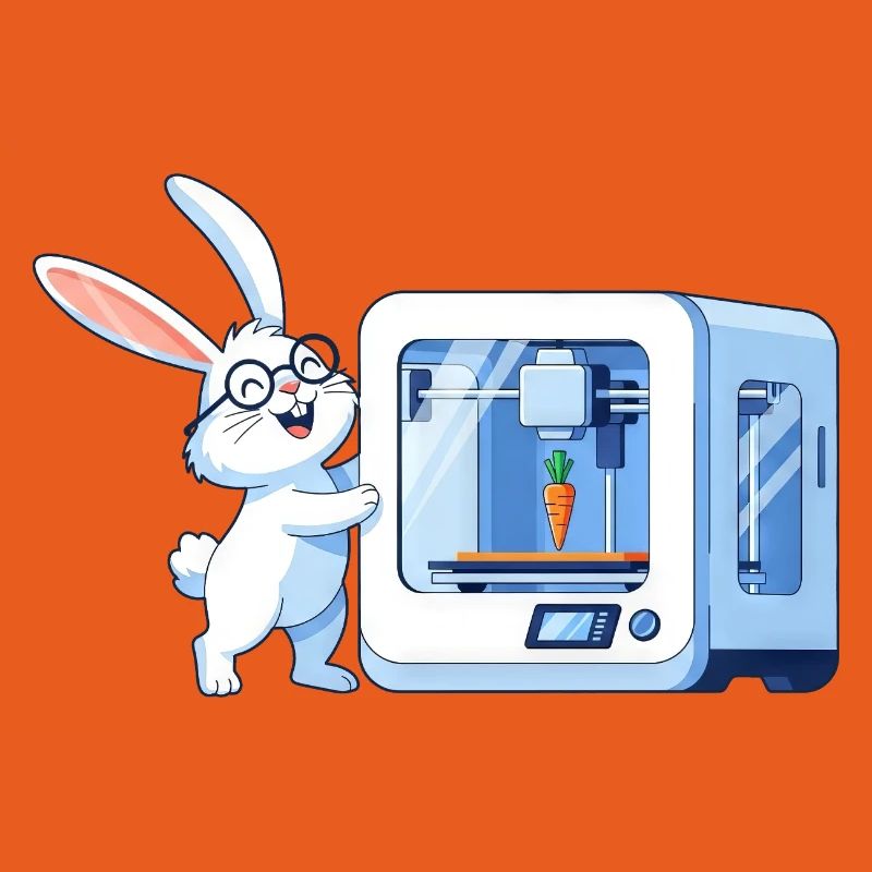 Funny Rabbit Nerd Programmeur Imprimante 3D