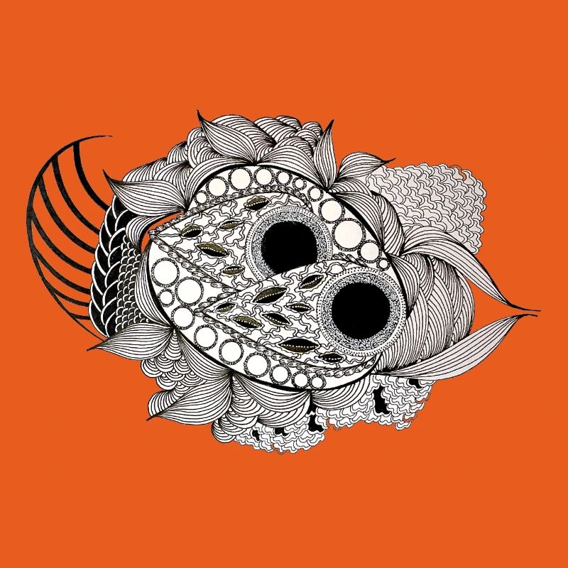 Black and White Mandala Fish Pattern