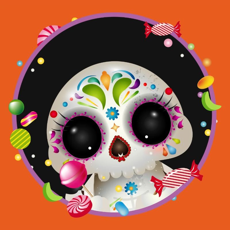 Cute Sugar Skull in candy frame