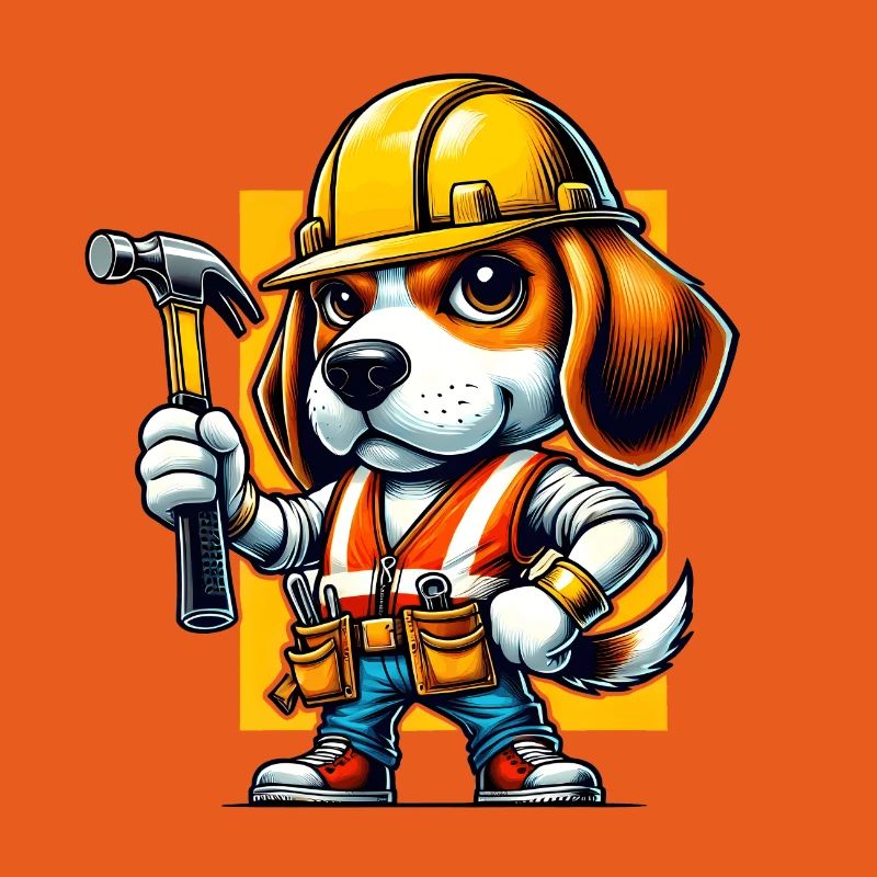 Beagle construction worker