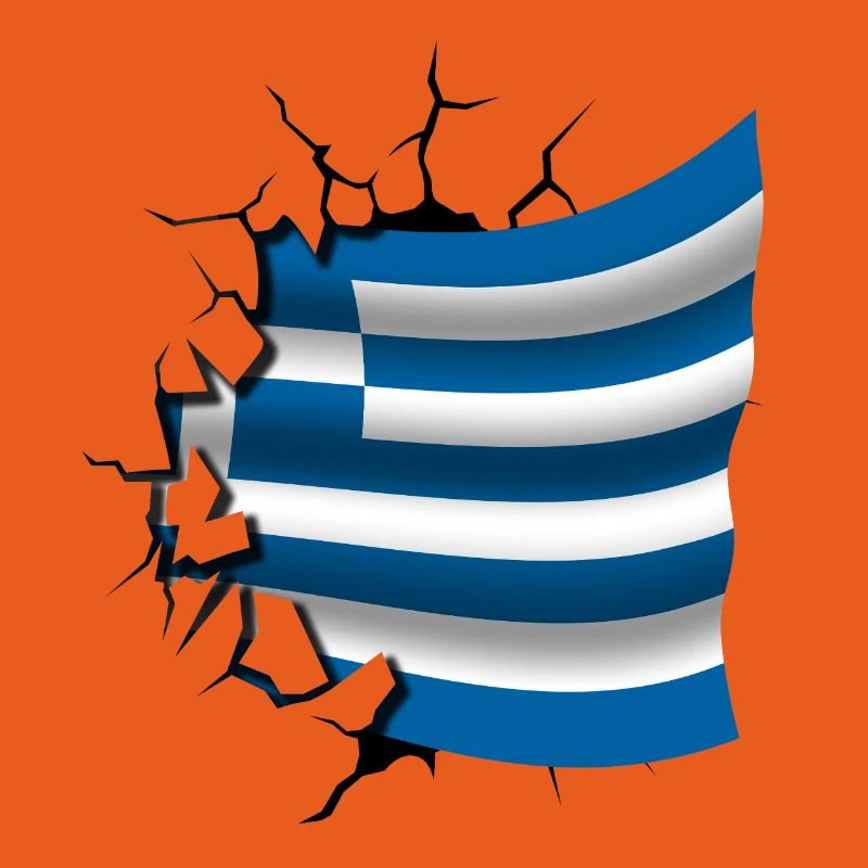 Drapeau de la Grèce - Grèce - Drapeau Broken Design