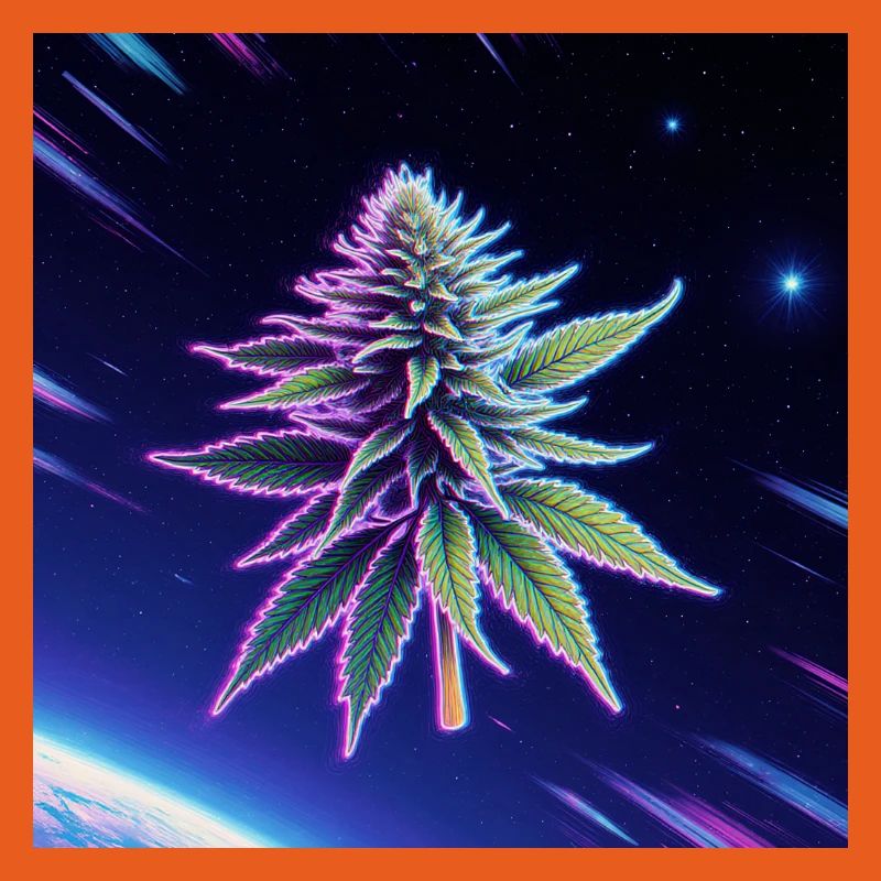 Feuille de cannabis néon spatiale