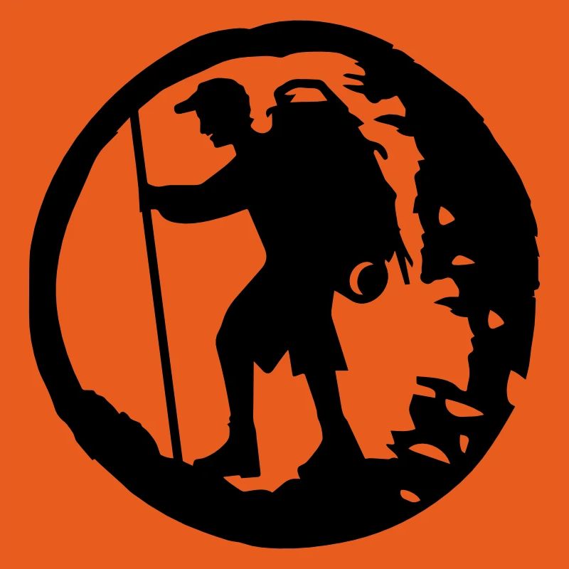 A hiker with backpack and trekking pole