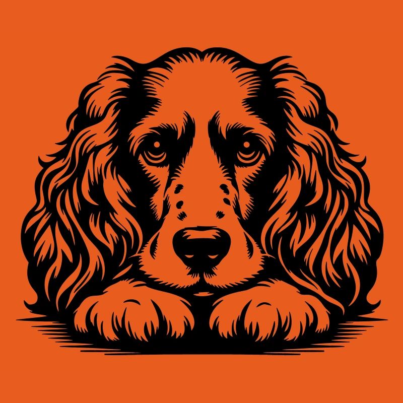 Cocker Spaniel Head with Paws