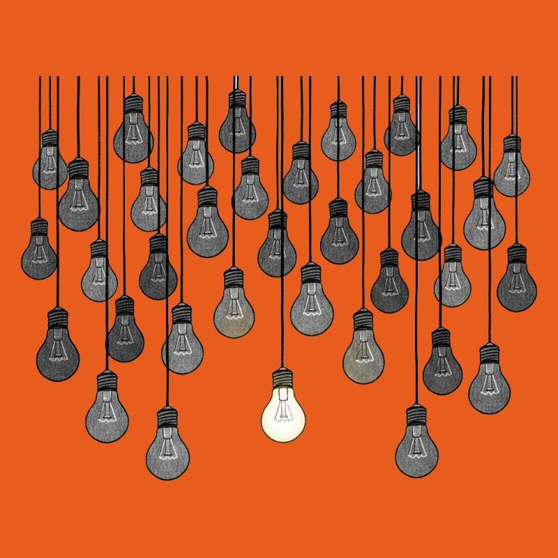 Grey bulb array with unique brightness