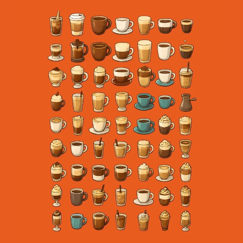 Various coffee drinks illustration