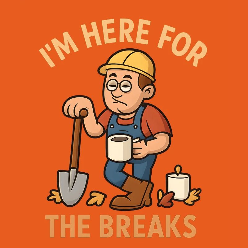 I'm Here For The Breaks – Funny Construction Worker