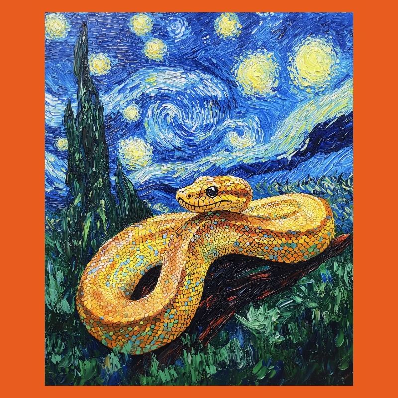 Snake Python Van Gogh Style Starry Night