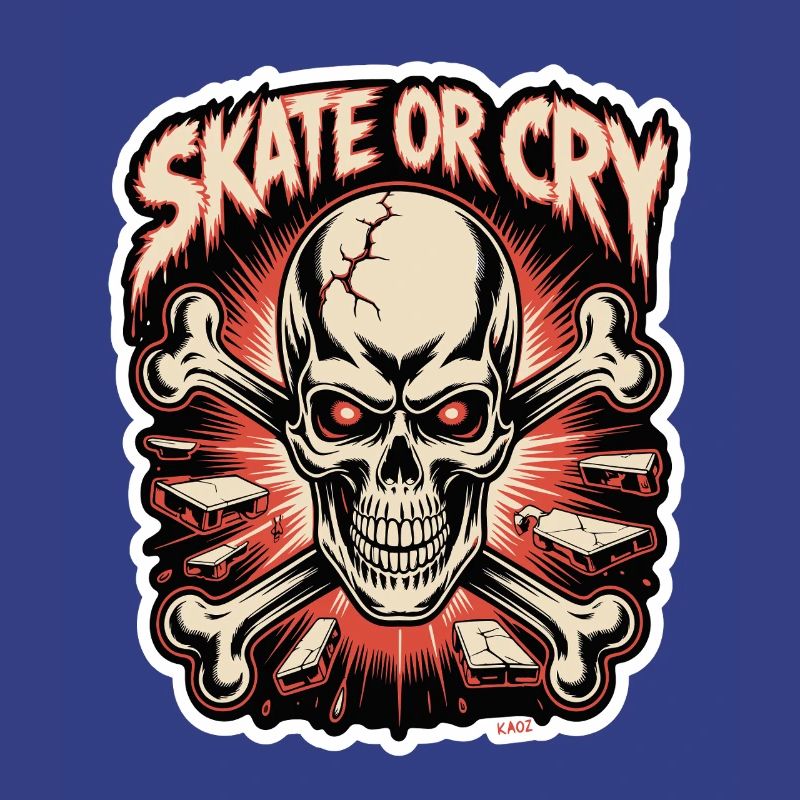 Skate- oder Cry-Skull-Tee-Design