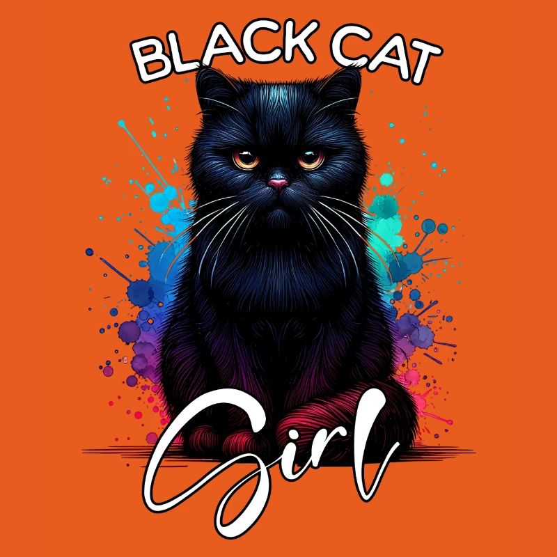 Grumpy Black Cat Mädchen Schwarze Katze