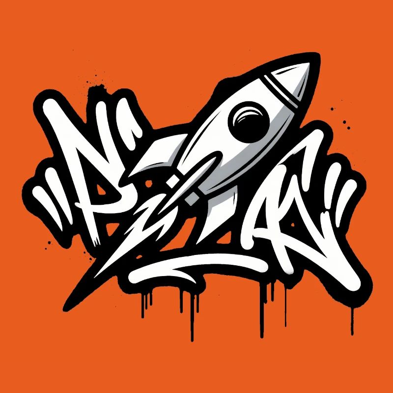 Graffiti rocket in black and white